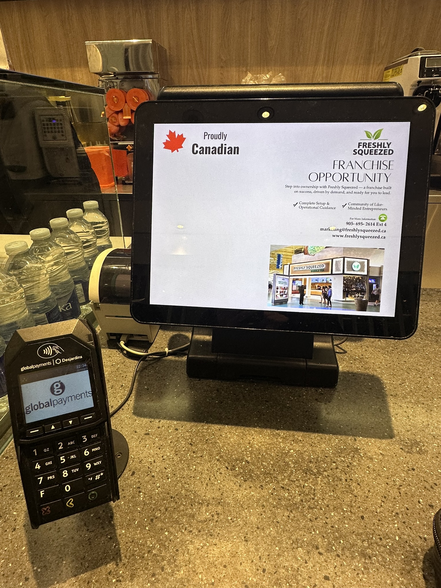 Global Payments terminal at the counter